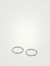 Medium Carved Chain Sterling Silver Hoop Earrings