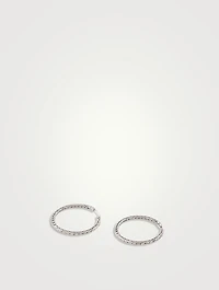 Medium Carved Chain Sterling Silver Hoop Earrings