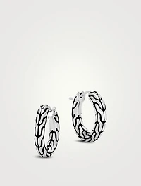 Extra Small Carved Chain Sterling Silver Hoop Earrings