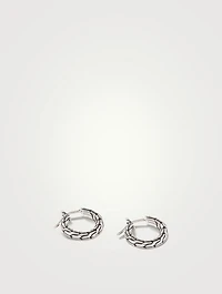 Extra Small Carved Chain Sterling Silver Hoop Earrings