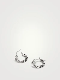 Extra Small Carved Chain Sterling Silver Hoop Earrings