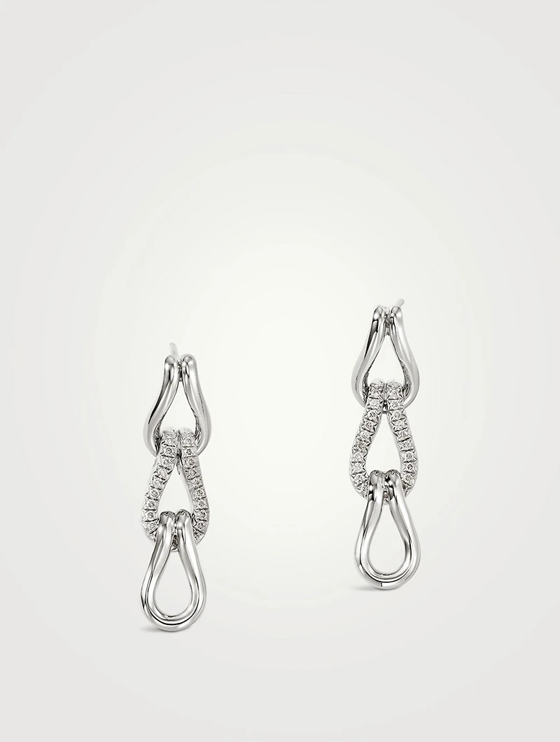 Surf Sterling Silver Link Earrings With Pavé Diamonds