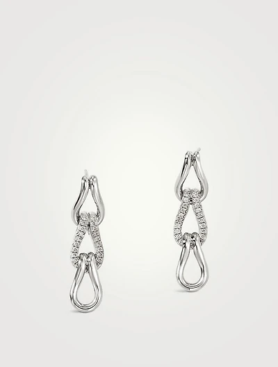 Surf Sterling Silver Link Earrings With Pavé Diamonds