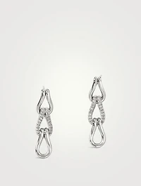 Surf Sterling Silver Link Earrings With Pavé Diamonds