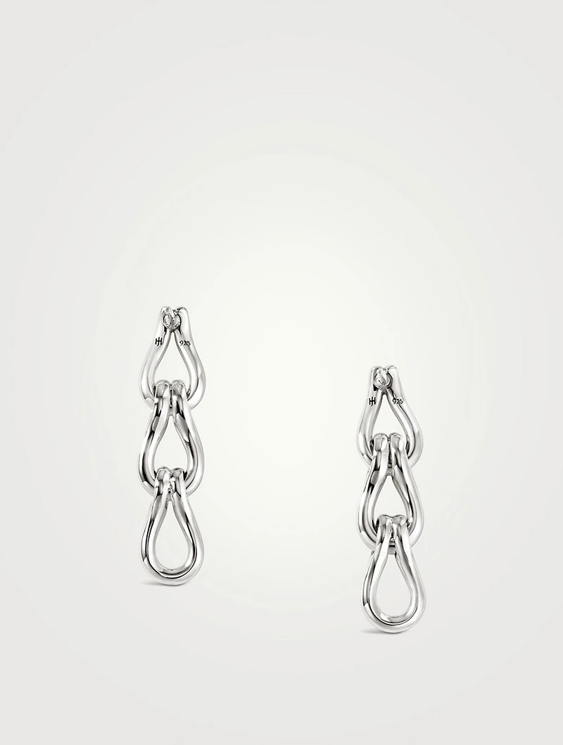 Surf Sterling Silver Link Earrings With Pavé Diamonds