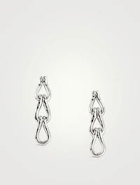 Surf Sterling Silver Link Earrings With Pavé Diamonds