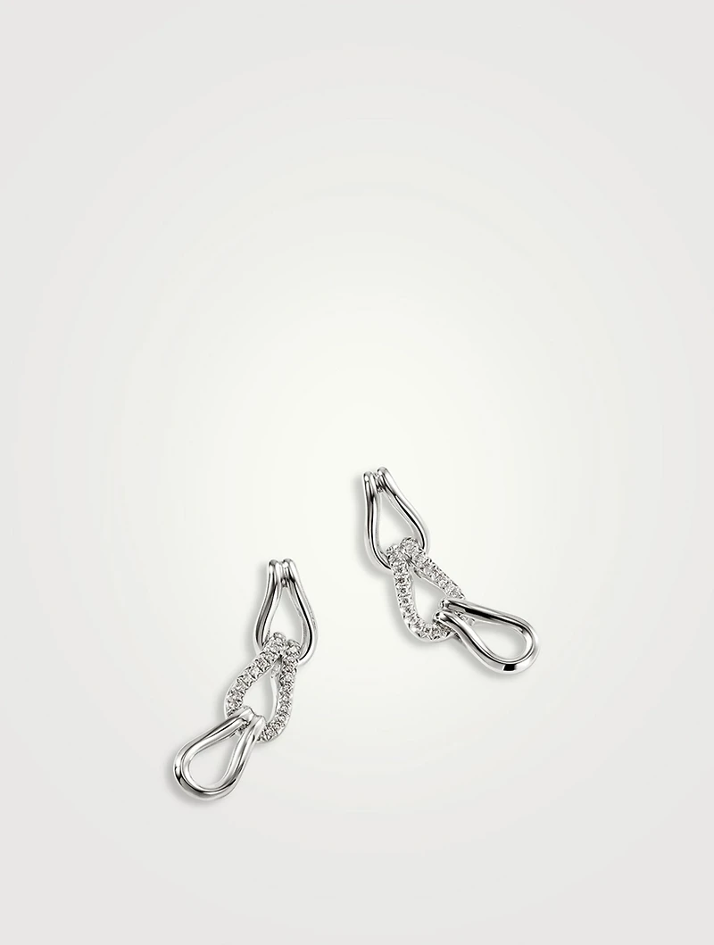 Surf Sterling Silver Link Earrings With Pavé Diamonds