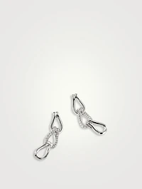 Surf Sterling Silver Link Earrings With Pavé Diamonds