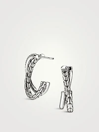 JH Essentials Sterling Silver Crossover Earrings With Pavé Diamonds