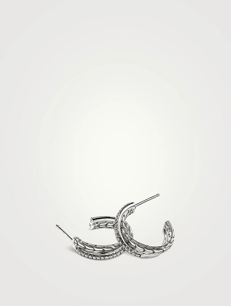 JH Essentials Sterling Silver Crossover Earrings With Pavé Diamonds