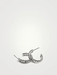 JH Essentials Sterling Silver Crossover Earrings With Pavé Diamonds
