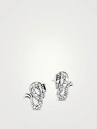Legends Naga Sterling Silver Stud Earrings With Blue Sapphire