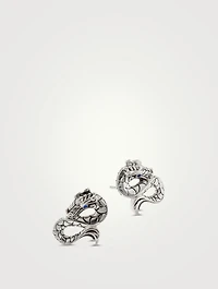 Legends Naga Sterling Silver Stud Earrings With Blue Sapphire