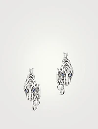 Naga Sterling Silver Hoop Earrings With Blue Sapphire Eyes
