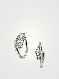 Naga Sterling Silver Hoop Earrings With Blue Sapphire Eyes