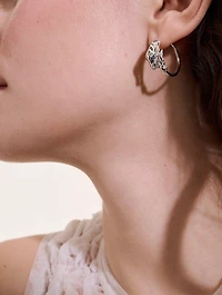 Naga Sterling Silver Hoop Earrings With Blue Sapphire Eyes