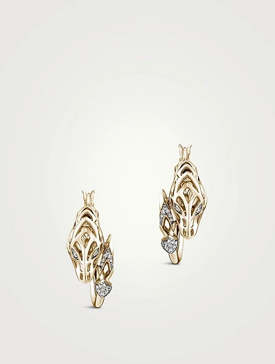Naga 14K Gold Hoop Earrings With Pavé Diamonds