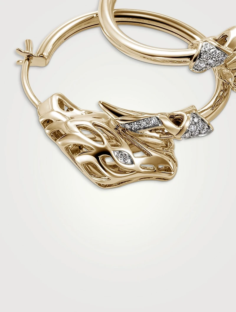 Naga 14K Gold Hoop Earrings With Pavé Diamonds