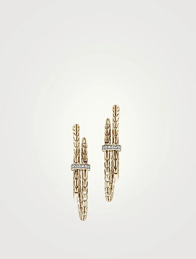Spear 14K Gold Hoop Earrings With Pavé Diamonds