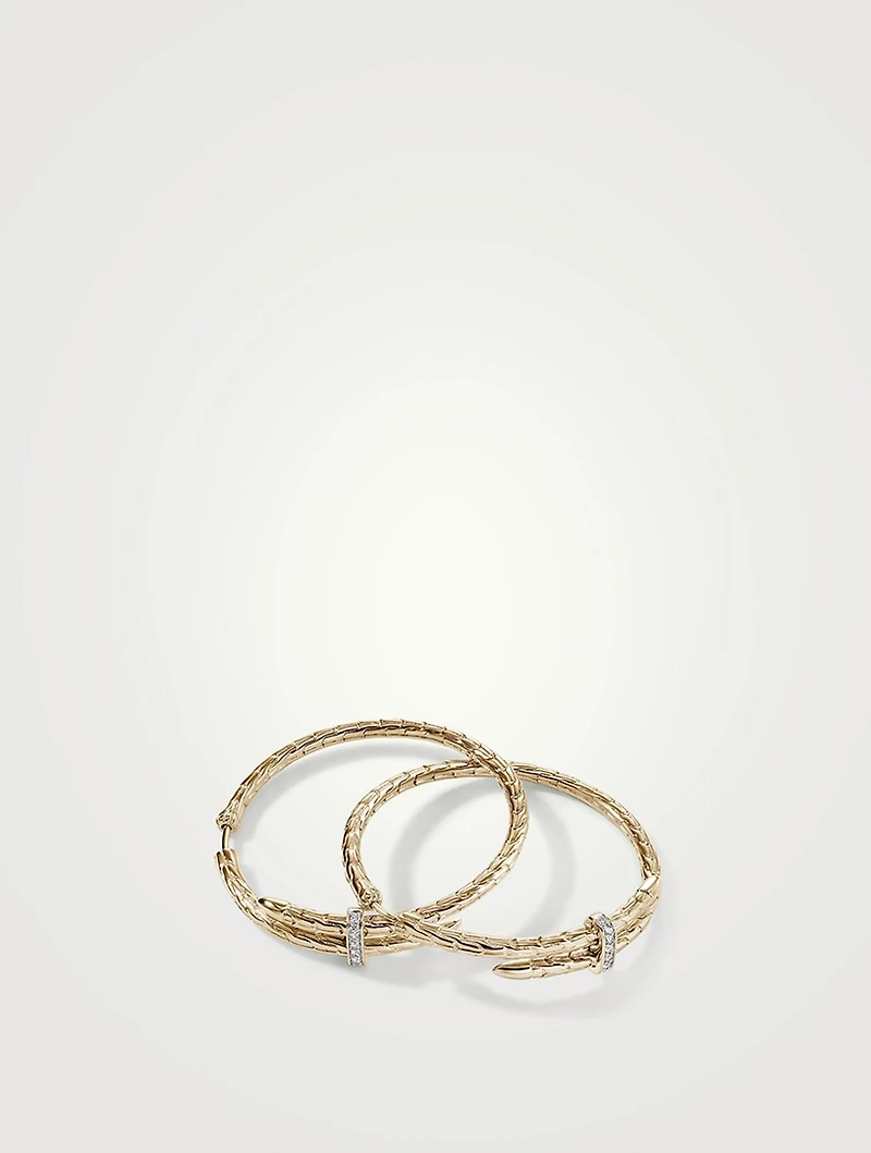 Spear 14K Gold Hoop Earrings With Pavé Diamonds