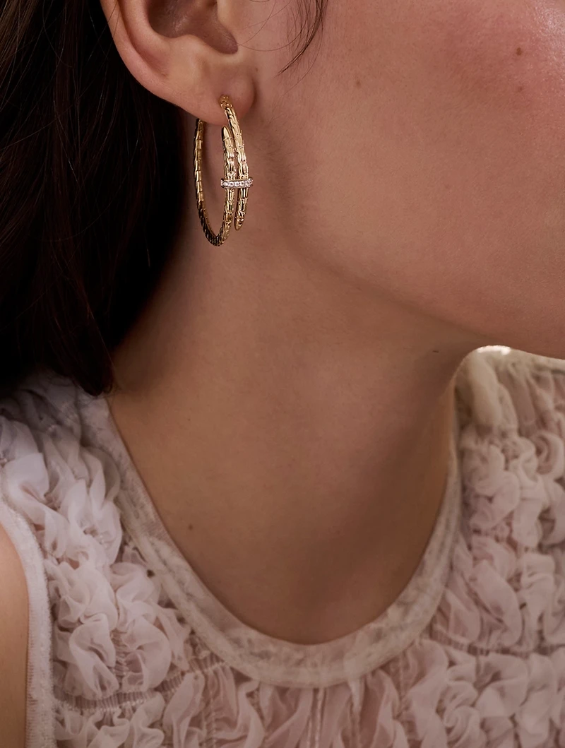 Spear 14K Gold Hoop Earrings With Pavé Diamonds