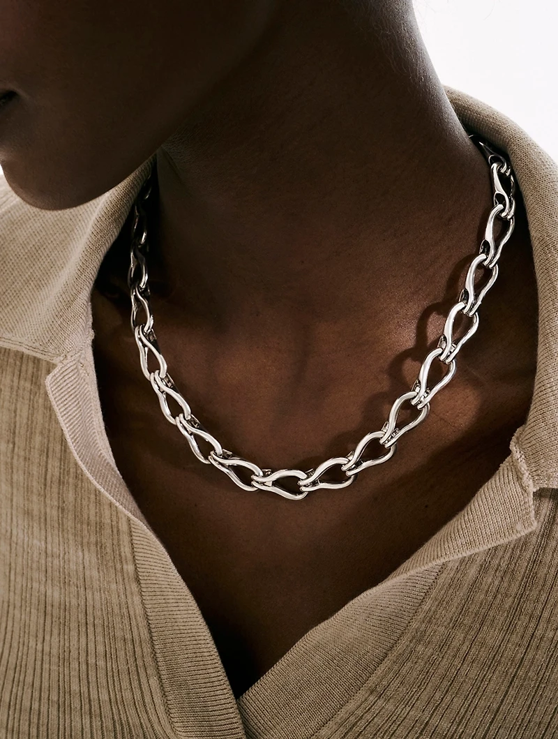 Surf Sterling Silver Link Necklace