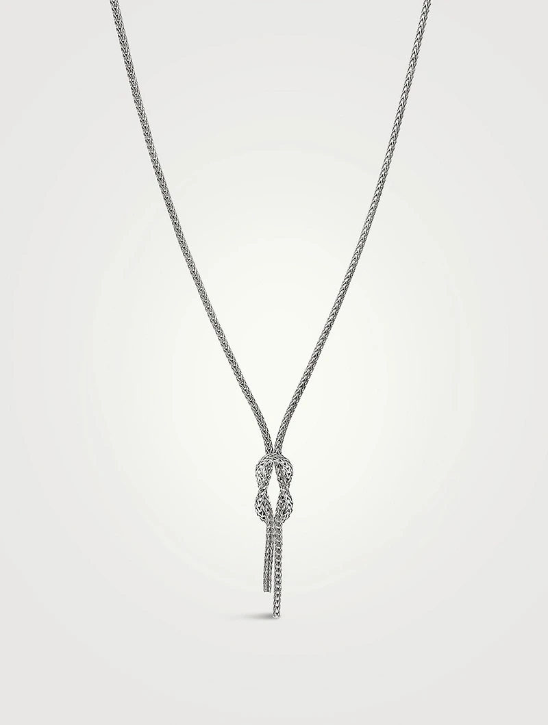 Love Knot Sterling Silver Chain Lariat Necklace