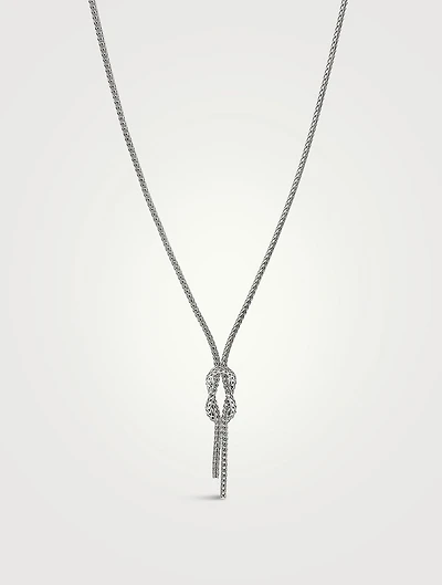 Love Knot Sterling Silver Chain Lariat Necklace