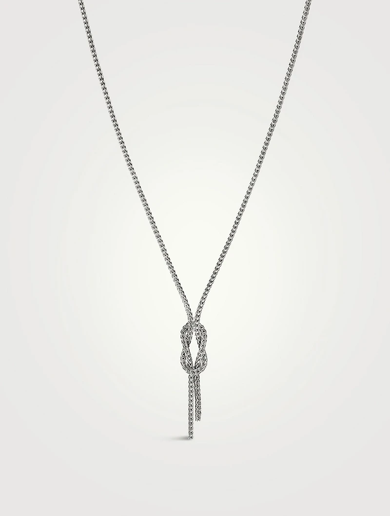 Love Knot Sterling Silver Chain Lariat Necklace