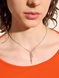 Love Knot Sterling Silver Chain Lariat Necklace