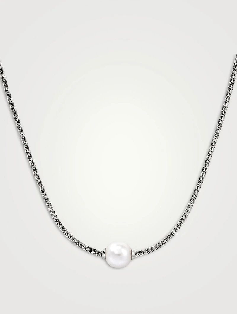 JH Essentials Sterling Silver Chain Necklace With Pearl
