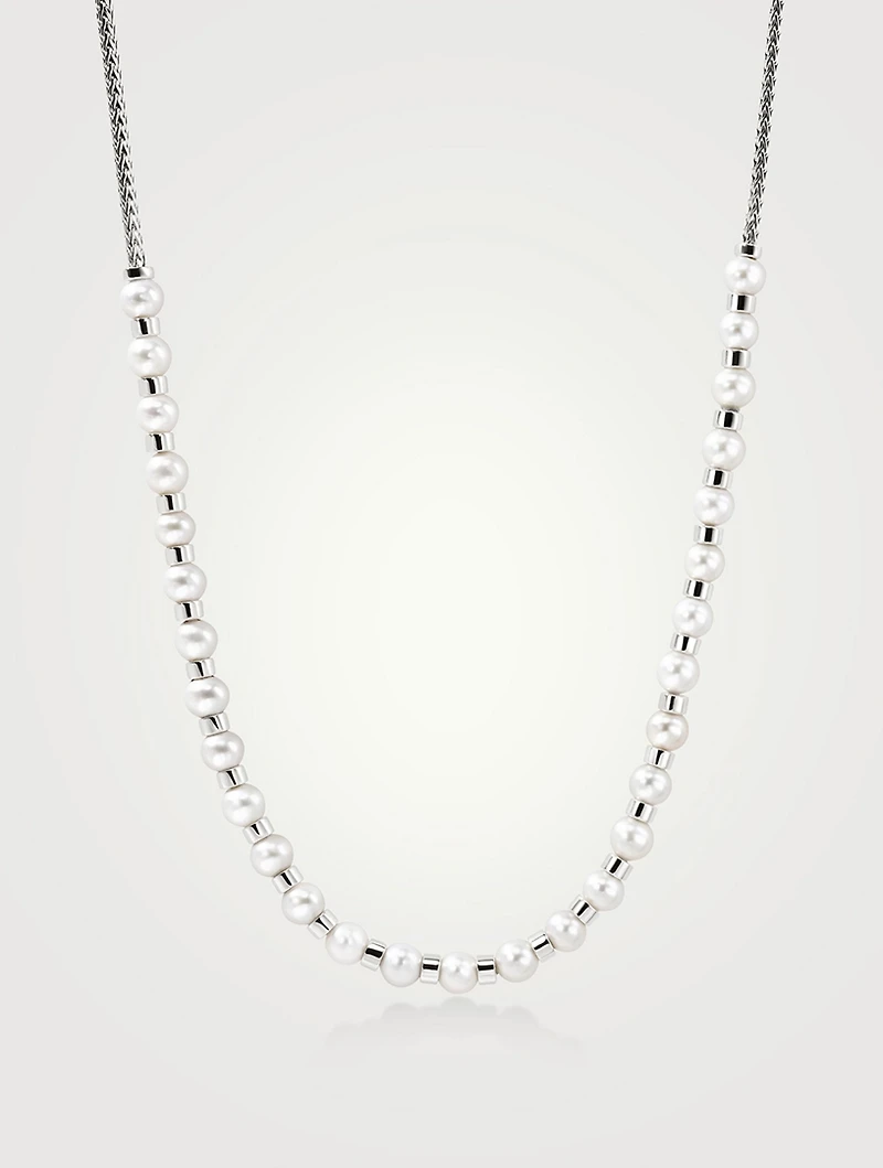 JH Essentials Sterling Silver Mini Chain Necklace With Pearls