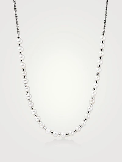 JH Essentials Sterling Silver Mini Chain Necklace With Pearls
