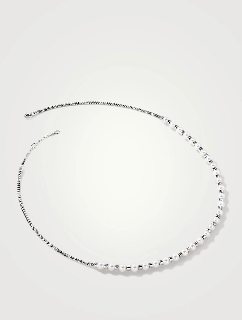JH Essentials Sterling Silver Mini Chain Necklace With Pearls