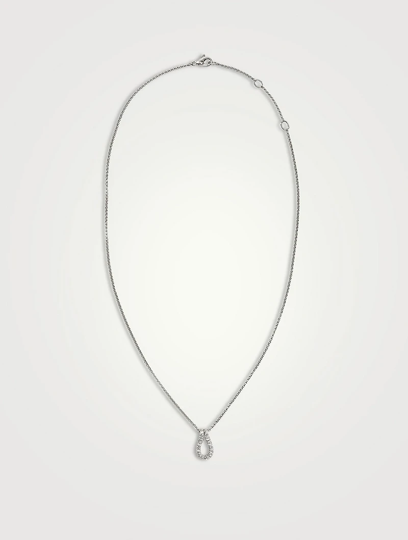 Surf Sterling Silver Link Pendant Necklace With Pavé Diamonds