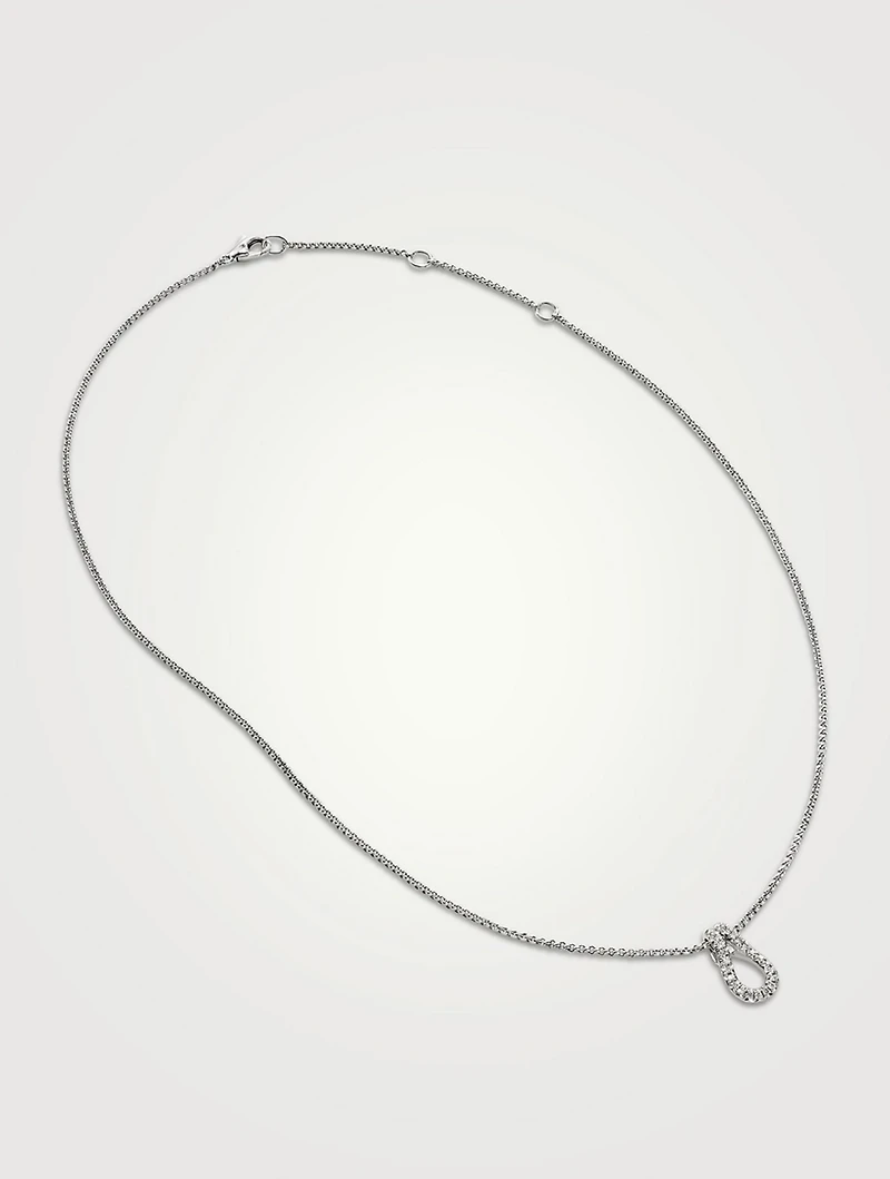 Surf Sterling Silver Link Pendant Necklace With Pavé Diamonds