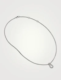 Surf Sterling Silver Link Pendant Necklace With Pavé Diamonds