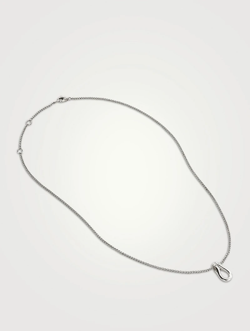 Surf Sterling Silver Link Pendant Necklace With Pavé Diamonds
