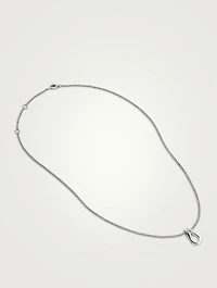 Surf Sterling Silver Link Pendant Necklace With Pavé Diamonds