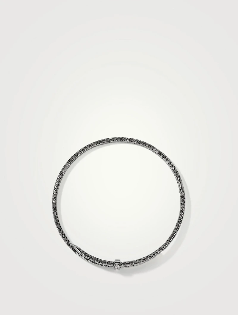 Spear Sterling Silver Flex Choker Necklace Pavé Diamonds