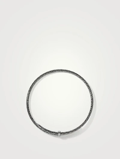 Spear Sterling Silver Flex Choker Necklace Pavé Diamonds