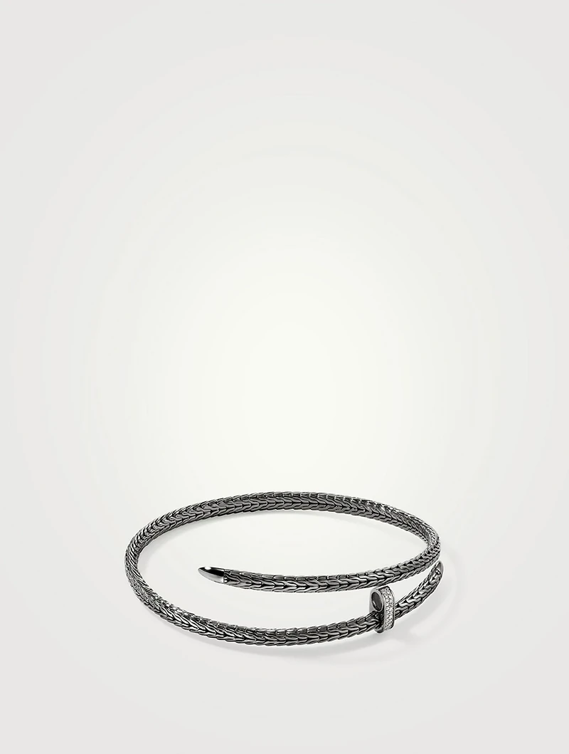 Spear Sterling Silver Flex Choker Necklace Pavé Diamonds
