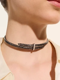 Spear Sterling Silver Flex Choker Necklace Pavé Diamonds
