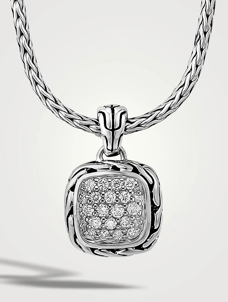 Classic Chain Sterling Silver Enhancer Necklace With Pavé Diamonds