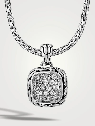 Classic Chain Sterling Silver Enhancer Necklace With Pavé Diamonds