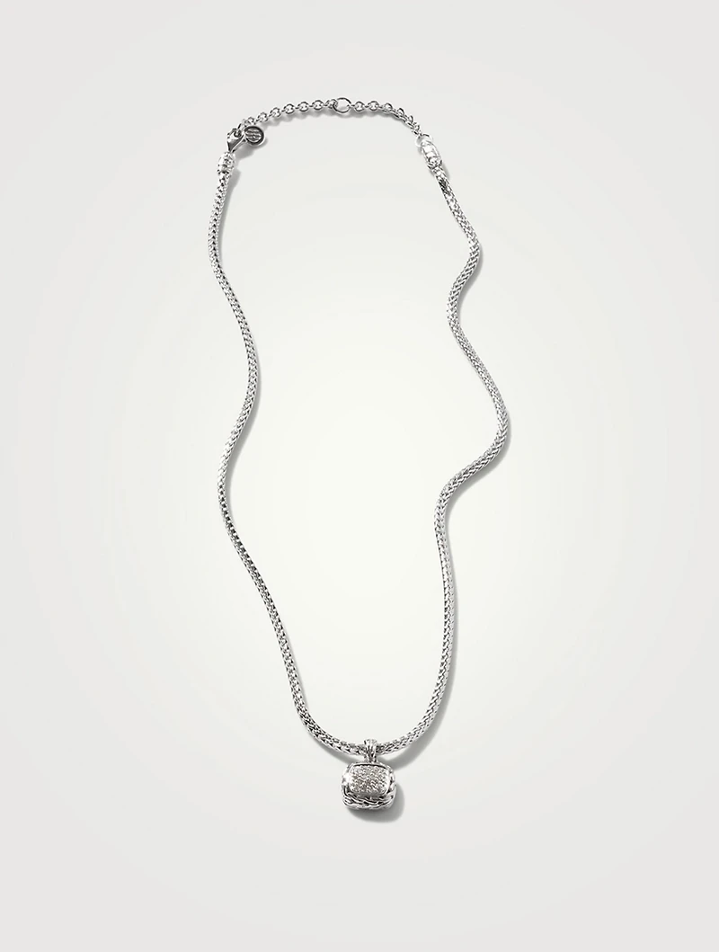 Classic Chain Sterling Silver Enhancer Necklace With Pavé Diamonds