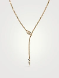 Naga 14K Gold Mini Chain Lariat Necklace With Pavé Diamonds