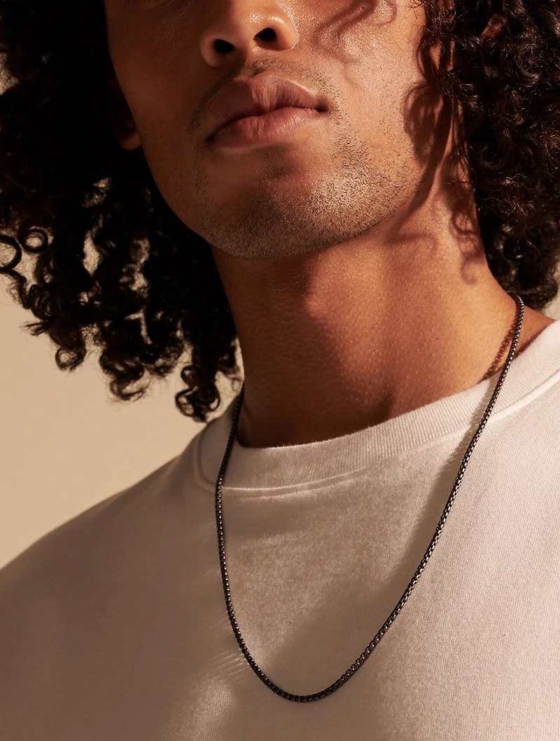 Dark Sterling Silver Box Chain Necklace