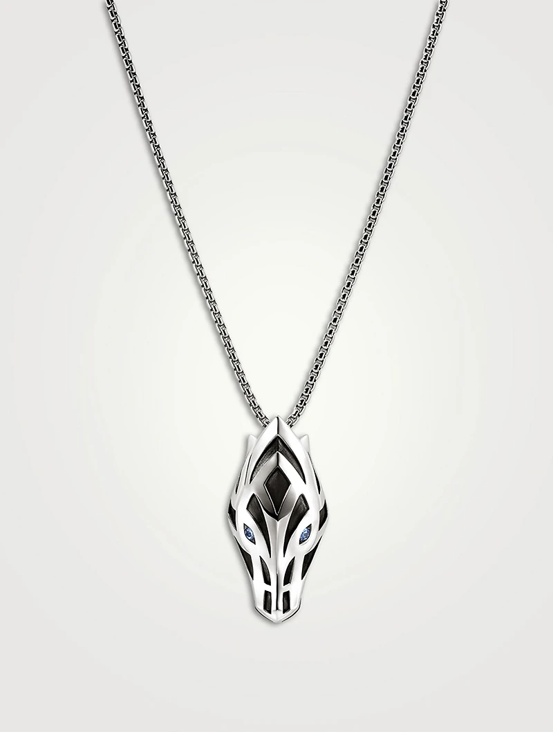 Naga Sterling Silver Pendant Necklace With Blue Sapphire