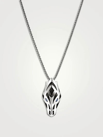 Naga Sterling Silver Pendant Necklace With Blue Sapphire